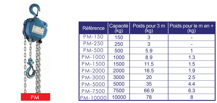 Chariot porte palan manuel 500 à 10000 kg